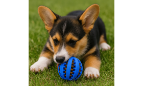 Interaktivna Žoga z Dozatorjem Posladkov – Gumijasta Pasja Igrača za Mentalno Zaposlitev